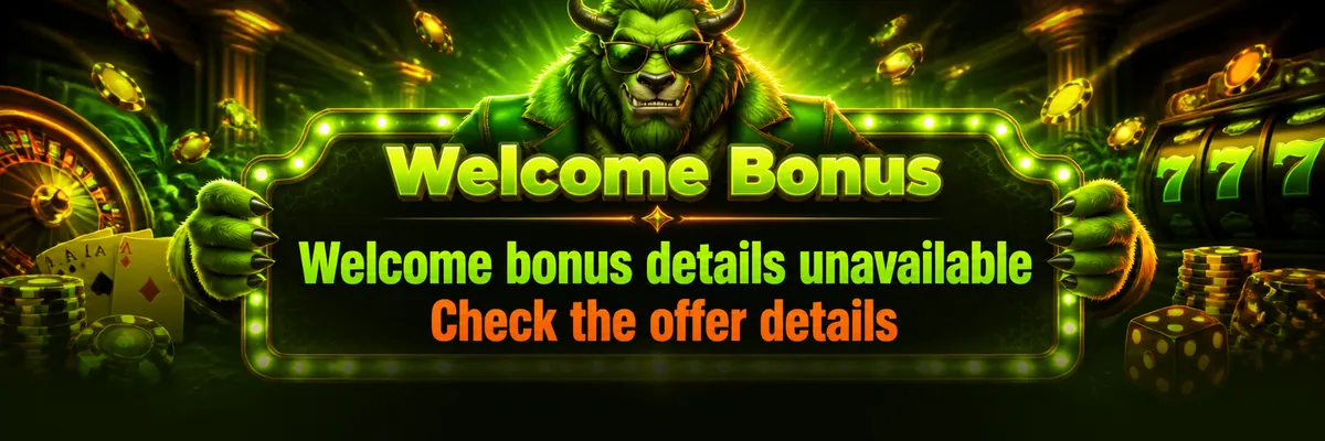 Winbeast mascot welcomes players with bright casino lights and a prominent offer panel.